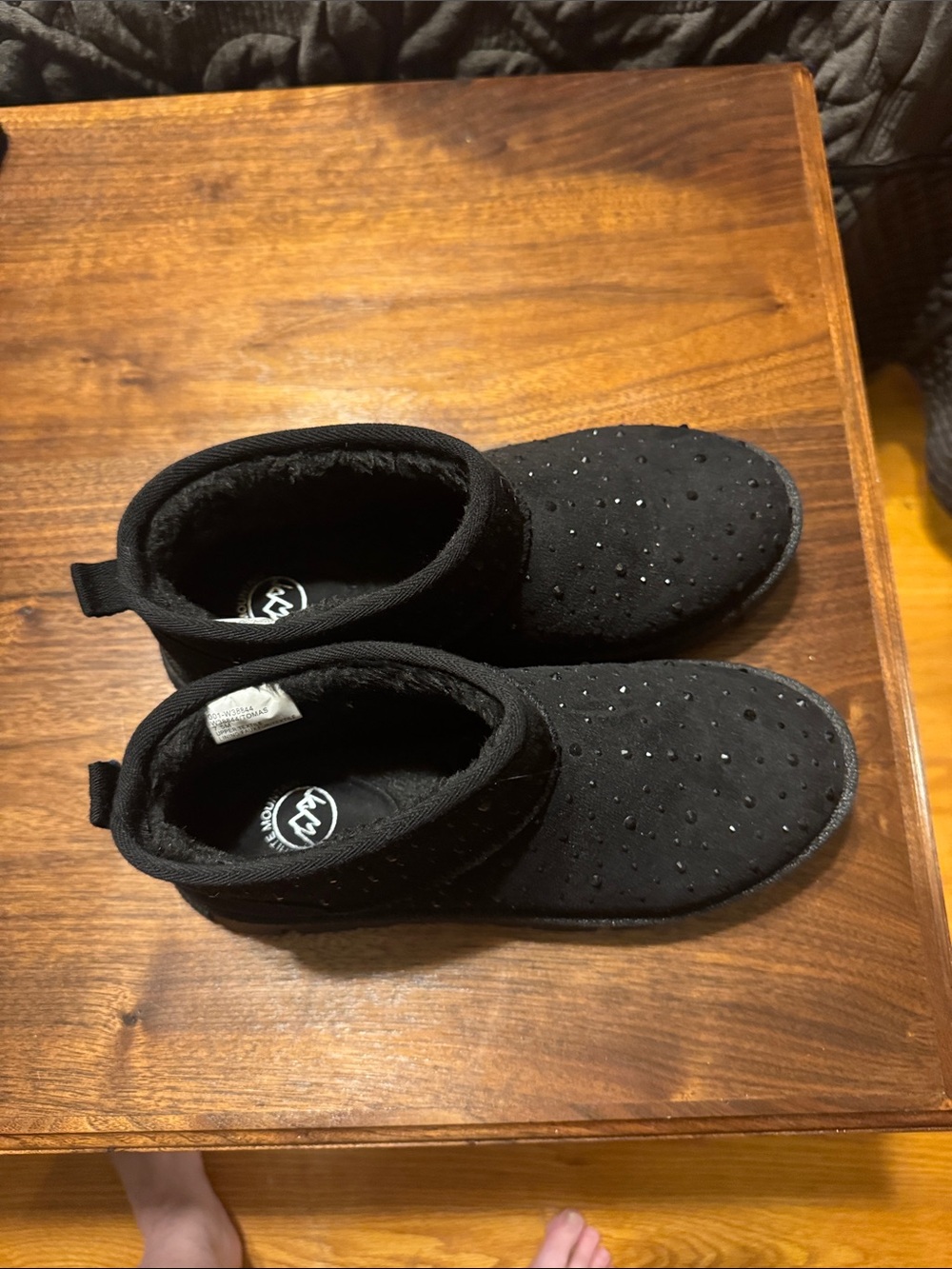 White Mountain Black Ankle Booties with Sparkle Studs